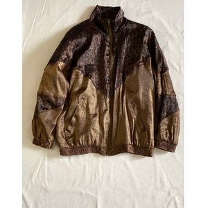 Janeve Vintage Brown Windbreaker Jacket Size L